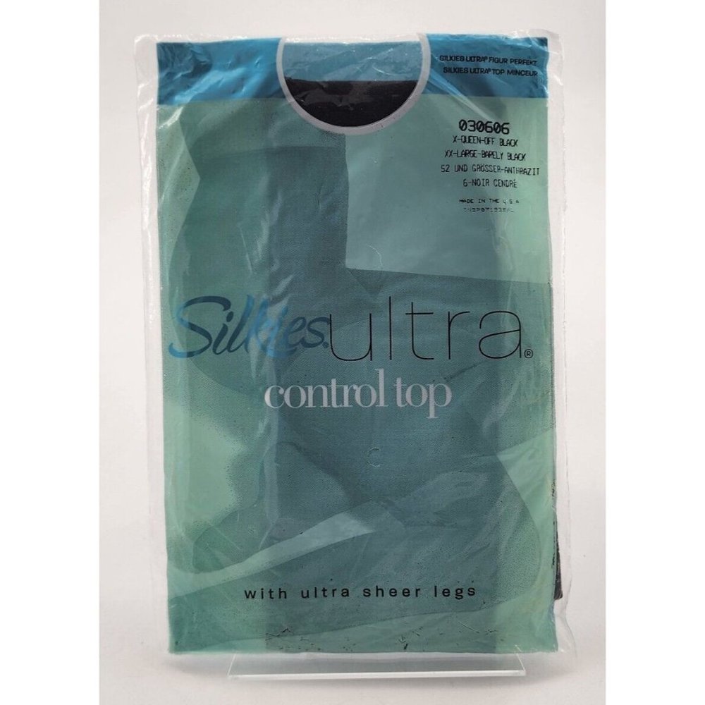 Silkies Ultra Control Top Pantyhose Ultra‎ Sheer Legs 030606 Barely Black Sz XXL